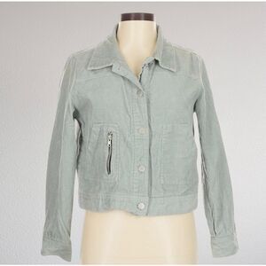 Ivy and Main Corduroy Blue Aviator Bomber Cropped Boxy Jacket Blazer Medium